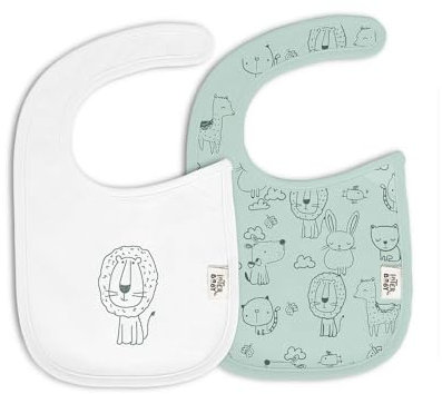 Pack 2 Baberos 20X30cm Animalitos en verde