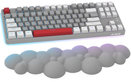 Wolkenweiche, ergonomische Handballenauflage für 100 Tasten, 87 Tasten, 68 Tasten, Tastatur aus PU-Material, rutschfeste Gummibasis, Memory-Schaum, wolkenförmig, 15,2 * 4,4 * 1,2 Zoll, grau
