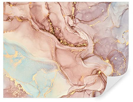 TAPEKO Papier Peint 3D Panoramique Marbre 360x250 cm style 3D Marbre rose avec des reflets dorés Papier Peint intissé pour Chambre Salon Personnalisé Décoration Murale u71345