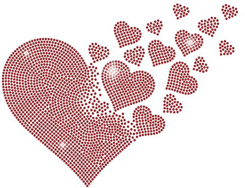 ORIGACH Rote Herz Strass Bügelbilder Herz Strass Aufbügeln Hotfix Transfers, Bling Kristall Liebe geformt Applique, Glitter Kleidung Reparatur Dekoration für Kleidersack Jeans Dekor