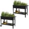 ML-Design 2er Set Metall Hochbeet fahrbar, 98x50x79,5 cm, Schwarz, Mobiler Pflanzkasten mit Ablage, Rädern und Griff, Pflanzbeet für Garten und Balkon, Gartenbeet Gemüsebeet Kräuterbeet Blumenkasten