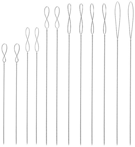 GWAWG 12 Stück Perlennadeln zum Auffädeln von Perlen,Nadeln zum Perlen Auffädeln,0.2mm,0.3mm,0.4mm,0.5mm,0.6mm,0.7mm, Gebogene Perlennadeln aus Edelstahl, für Schmuck, Armband, Halskette