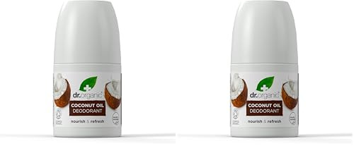 Dr Organic, Organic Virgin Coconut Oil Deodorant, Natural, Vegan, Cruelty Free, Paraben & SLS Free, Aluminium Free, For Women & Men, 50ml (Pack of 2)