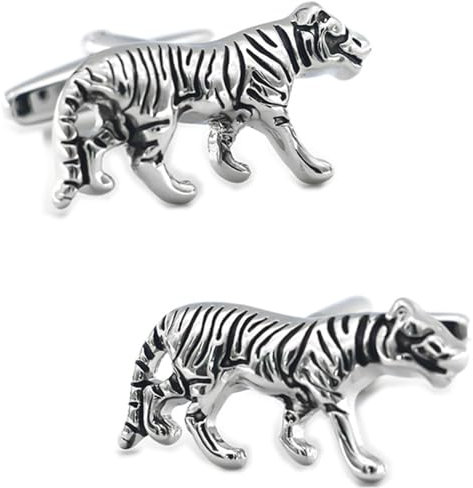 Lustige Manschettenknöpfe für Männer, Tier-Tiger-Stil, Weihnachts-Manschettenknöpfe aus Edelstahl, About as photo show, Edelstahl, Haben Sie nicht