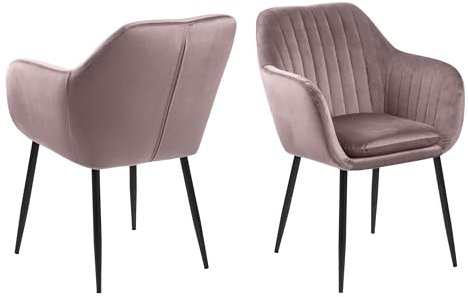 möbelando Armlehnstuhl >Emilia< in Dusty Rose, Polyester, Stahl - 57x83x61cm (BxHxT)
