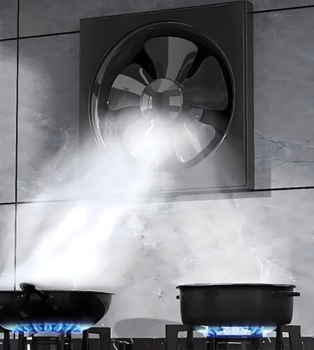 ICEMOB Black Extractor Fan Bathroom,Shutter Exhaust Fan with Automatic Check Valve,for Greenhouses,Shop,Home,Kitchen,Office,Garage Ventilation Fan,10 inches