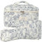 3pcs Reise Kosmetiktasche Set Damen, Baumwolle Kulturbeutel Set Damen Gesteppte Kulturtasche mit Blumenmuster, Make up Bag Aesthetic Schminktasche Cosmetic Bag für Kinder Damen