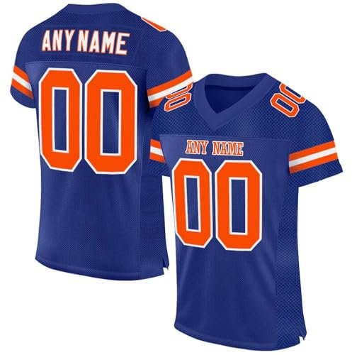 Topassion Personalisiertes American Football Trikot mit Namen Nummer Benutzerdefinierte Herren Sporthemden Trikot Personalisierte Fußballtrikots Atmungsaktiv Fußball Jersey für Männer Kinder, S ~ 7XL