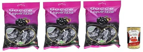 Fida, Gocce di liquirizia, Lakritze gefüllt Harte Süßigkeiten, bonbons, lollies, 3x 200g + Italian Gourmet polpa 400g