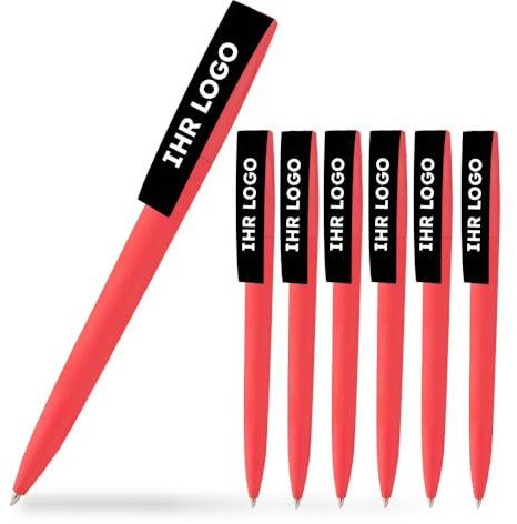 Cimpress Personalisierte Kugelschreiber - Individuell bedruckt mit Logo oder Bild - Ideal für Veranstaltungen, Schulen oder den geschäftlichen Einsatz - Rot 25 Stück