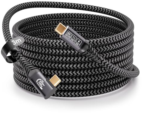 CAKOBLE Cable USB C a USB C de 3M 20 Gbps, USB 3.2 Gen2, 100W 20V/5A Carga Rapida, Transmission vidéo4K @ 144Hz Para Teléfonos Móviles, Tabletas, Concentradores, Monitores,cable usb c 90 grados