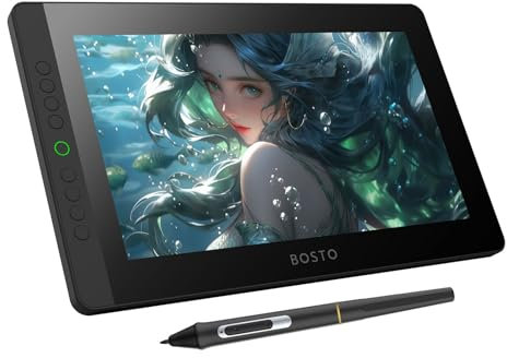 Bisofice - Tableta de dibujo con pantalla, 13,3 pulgadas, Full HD, lápiz óptico sin batería, compatible con Windows y Mac, perfecta para dibujar, trabajar a distancia y aprender