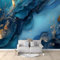 Papier Peint Panoramique Motif Abstrait Bleu En Marbre 500x280 cm Papier Peint Photo Mural Intissé, Poster Tapisserie Mural Personnalisé 3D Pour Salon Chambre Décoration Murale