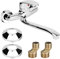 RUCUDIM 360° Drehbar Wasserhahn Küche Wandarmatur, Kalt und Heiß Einhebelmischer, Mischbatterie Küche, Wall Mounted Tap, Waschtischarmatur Waschtischmischer für Wandmontage, Schwenkarm 24CM, Chrom