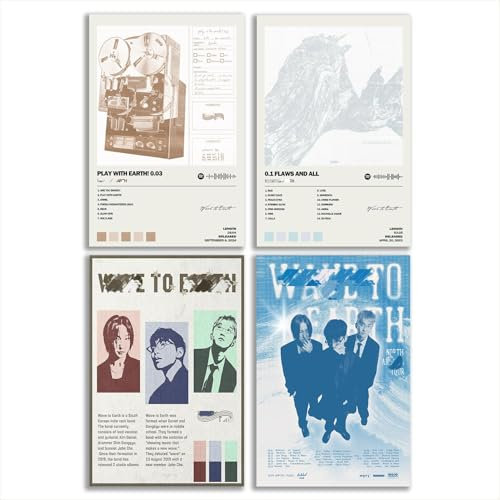 Poster Wave To Earth, limitierte Auflage, ungerahmt, 20 x 30 cm, Raum-ästhetisch, scannbar, Song-Code, Musikposter, 4 Stück