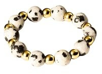 Purelei® Coast Ring – Elastischer Ring aus Dalmatiner-Jaspis & Edelstahl in Gold, Silber oder Roségold – Größen S/M & M/L – Stilvoll & anpassbar - Fidget - Anxiety (Gold, S-M)