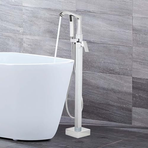 Robinet Baignoire à Poser Mode 2 Monotrou Mitigeur pour Baignoire Ilot avec Douchette,Chromé