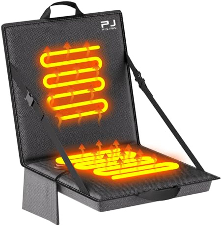 PJ PINJIAN Stadium Heated Seat with Backrest and Thickened Sponge Cushion, Ultra-Portable Bleacher Seat, Foldable Stadium Chair, 3-Level Heating