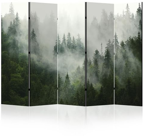 LUMASOUL Paravent Raumteiler Innen beidseitig Bedruckt 225x172 cm Wald 11 | Vorderseite mit Motiv, neutrale Rückseite, faltbar, freistehend und dekorativ