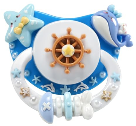 CutiePlusU Erwachsene Schnuller- Handdekorierter Beruhigungsschnuller für besseren Schlaf & gegen Stress - Großes Schild mit Kawaii Design - I am captain
