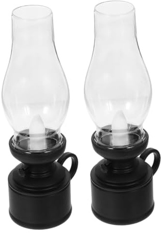 TOYANDONA 2stücke Petroleumlampe für Camping im Freien Elektrische Öllampe Petroleumlaterne Lichterkettenclips für Außenbereich Transparente Sturmlaterne