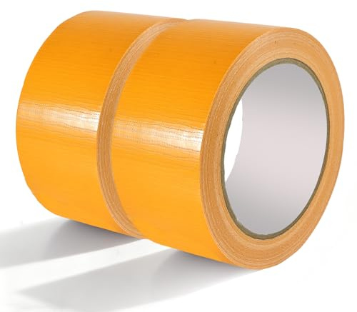 Editbar 2 Rollen Panzertape Wasserfest50mmx20m Panzertape Gewebeklebeband,Wasserfest für Hausgärten, Reparaturen, Befestigungen und Bündelungen（Gelb）
