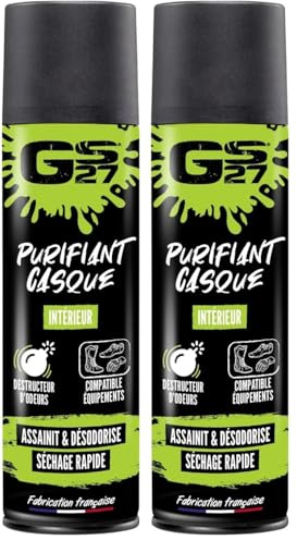 GS27 - Purifiant Casque et Équipements Moto - Désodorise et Assainit - Destructeur d'Odeurs - 250ml (Lot de 2)