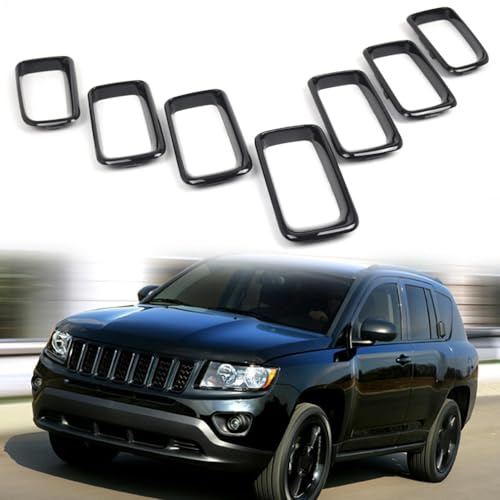 Vibsky Inserto griglia paraurti anteriore per auto compatibile con Jeep Compass 2011-2016, ABS nero