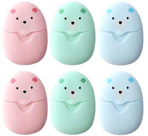 JYXNU 6 Boîtes (300 Pièces) Feuilles de Savon de Voyage, Feuilles de Savon Portables, Boîte de Flocons de Savon pour Randonnée, Feuilles de Savon en Papier, Savon en Mousse à Laver, pour le nettoyage