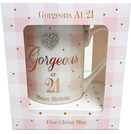 21st Birthday Gift Girls Mug Age Presents for Her Box Diamante Cute Pink Luxury