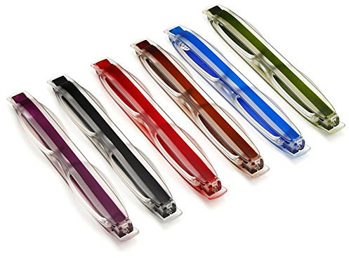 Butterme 6er Pack 360 Rotierende Tube Pen Clip Faltende Lesebrille mit Tragetasche für Männer und Frauen