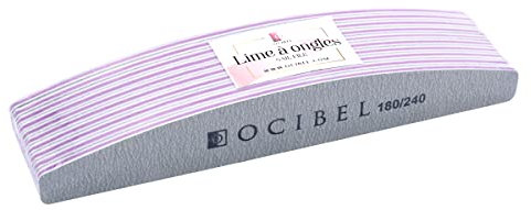 OCIBEL - 10 Limes à ongles Zèbre Demi-Lune 180/240 Premium pour Manucure, Faux Ongles et Nail Art