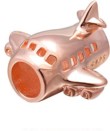 925 Sterling Silber Rose Gold Flugzeug Charm Flugzeug Charm Reise Charm Weihnachten Charm für Pandora Charm Armband (Rose vergoldet)