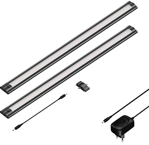 ledscom.de LED Unterbau-Leuchte SIRIS schwarz matt, flach, je 50cm, je 531lm, warm-weiß, 2er Set