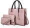 NICOLE&DORIS Sac à Main en Cuir 3 pièces sacoches Sac fourre-Tout Cuir pour Dames + bandoulière + Porte-Monnaie Rose