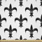 ABAKUHAUS Fleur De Lis Stoff als Meterware, Schwarze königliche Lilie, Seidiger Satin Stoff Zum benähen von Heimtextilien, 2M (148x200cm), Weiß und Schwarz