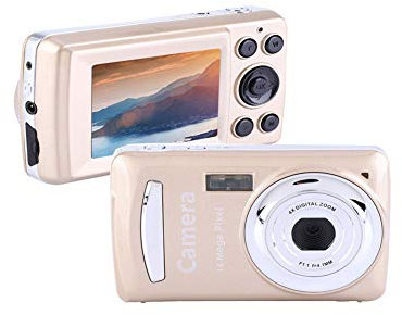 Digital Camera,4x Digital Zoom 16MP 720P FHD 2.4 LCD Screen 30fps Video Camera Camcorder, Simple Camera for Kids/Children/Teenagers/Beginners/The Elderly (Gold)