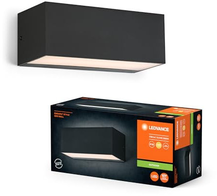 Ledvance ENDURA STYLE IDRI WALL Außenleuchte, 12,5W, 700lm, Wandleuchte, dunkelgrau, IP65 Schutzklasse, 3.000K Farbtemperatur, warmweiße Lichtfarbe