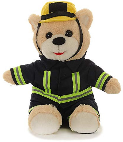 Euro Souvenirs Kuscheltier Bär aus Plüsch | Plüschbär in verschiedenen Motiven | weiches Stofftier | Feuerwehrmann Polizist Arzt (Bär Feuerwehrmann)