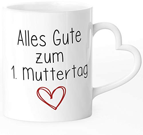 SpecialMe® - Taza de café con texto en alemán Alles Gute zum 1. Regalo para el Día de la Madre, Corazón para mamá recién horneada madres, 1. Día de la Madre, color blanco., Herz-Tasse