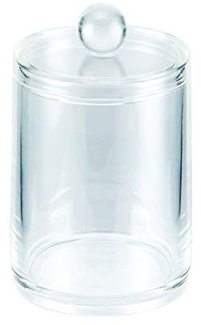 MSV Wattepadspender, Wattestäbchen Spender aus Kunststoff, Wattepads Bad Aufbewahrung mit Deckel, durchsichtig