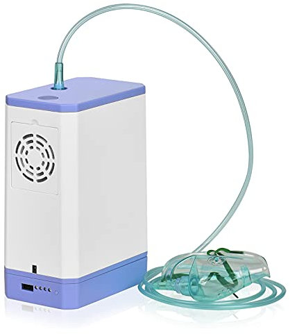 ADZHY Concentrador y Generador de Oxígeno Portátil 1-3 L/min Equipo de Salud Familiar de Alta Pureza con Poco Ruido, Máquina de Accesorios Completa para Uso en Viajes y Hogar.,MINI01