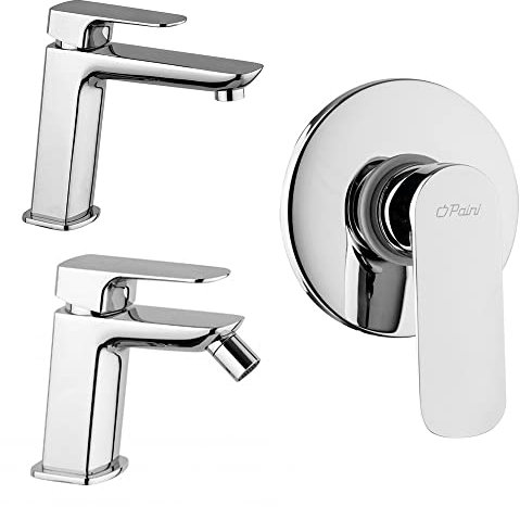 Paini Nove Set Miscelatori Lavabo Clic-Clac + Bidet + Doccia Incasso 1 Uscita Cromato - Piletta e Flessibili