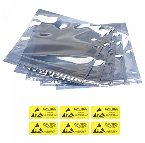 sourcing map Anti Static Bags Shielding Bag 20pcs 8.3x9inch(21x23cm) Resealable with Labels for Hard Drive HDD SSD