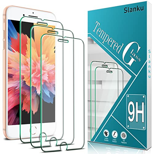Slanku Screen Protector for iPhone SE 2020/8/7 Tempered Glass 3 Pack | 9H Hardness Glass, Anti-Scratch, Case-Friendly, HD Clear, No Bubbles