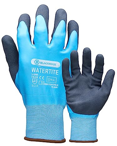 Blackrock Watertite Waterproof Gloves, Work Gloves Men Women Unisex, Thick | Protective, Latex Wet Weather Grip, Gardening, Elasticated, Dextrous, Heavy Duty, Car Washing, Bricklaying, Size 11/XXL