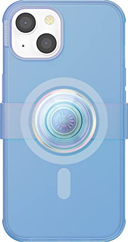PopSockets iPhone 14 Plus Hülle mit Handygriff und Slide kompatibel mit MagSafe, Handyhülle für iPhone 14 Plus, kabellos aufladbar - Opalescent Blue