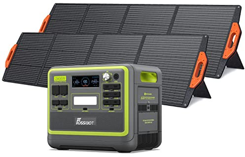 FOSSIBOT F2400 Solar Generator,2048Wh LiFePO4 Batterie-Backup mit 2400W AC Ausgängen (4800W Peak), Tragbare Powerstation für Outdoor-Camping, Wohnmobil-Reisen, Hausgebrauch