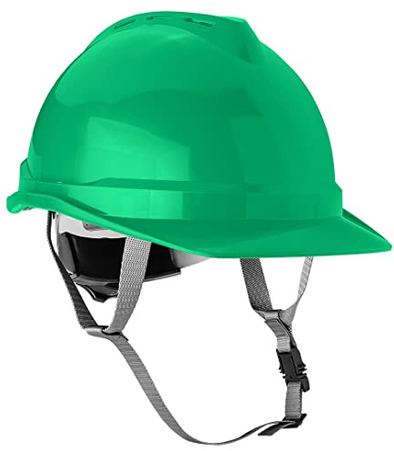 NEO TOOLS Industriehelm mit Kinnriemen, Verstellbarer Umfang 52-64cm, Material: ABS, 6-Punkt-Gurt, 4-Punkt-Kinnriemen, Temperaturbereich -30°C/+50°C (Grün)