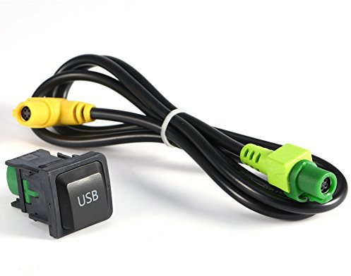 Auto USB Kabel Adapter, Switch Kabel 100cm Kabelbaum Kabel Aux Einbaubuchse Adapter mit Schalter für RCD510 RNS315 MK6 Mk5
